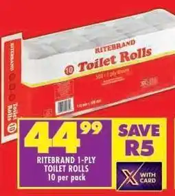 Shoprite RITEBRAND 1-PLY TOILET ROLLS offer