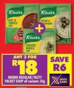 Shoprite KNORR REGULAR/TASTY PACKET SOUP all variants 50g offer