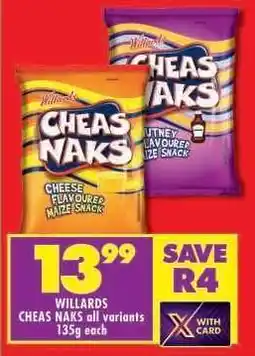 Shoprite WILLARDS CHEAS NAKS all variants 135g each offer