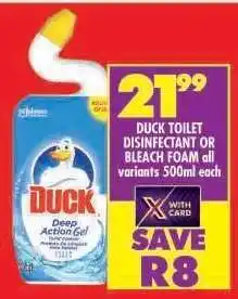 Shoprite Duck Toilet Disinfectant or Bleach Foam offer