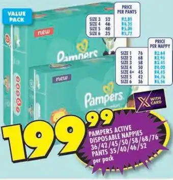 Shoprite Pampers Active Disposable Nappies offer