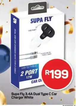 Pick n Pay Supa Fly 3.4A Dual Type C Car Charger White offer