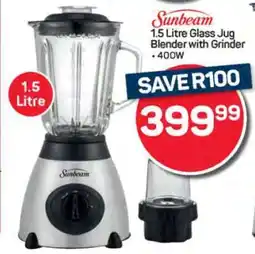 Pick n Pay Hypermarket Sunbeam 1.5 Litre Glass Jug Blender with Grinder offer