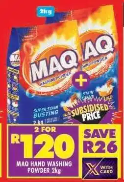 Shoprite MAQ HAND WASHING POWDER 2kg offer