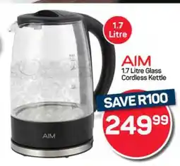 Pick n Pay Hypermarket AIM 1.7 Litre Glass Cordless Kettle offer