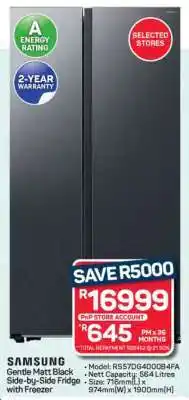 Pick n Pay Hypermarket Samsung Gentle Matt Black Side-by-Side Fridge with Freezer offer