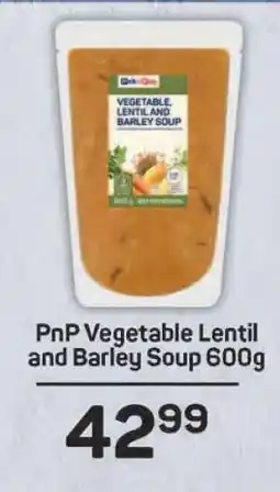 Pick n Pay PnP Vegetable Lentil and Barley Soup 600g offer