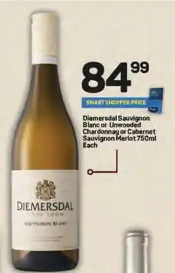 Pick n Pay Diemersdal Sauvignon Blanc or Unwooded Chardonnay or Cabernet Sauvignon Merlot 750ml offer