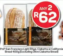 Pick n Pay PnP San Francisco Light Rye, Ciabatta or California Bread 400g offer