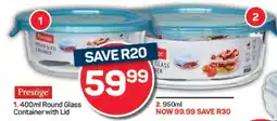 Pick n Pay Hypermarket Prestige 400ml Round Glass Container with Lid offer