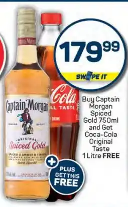 Pick n Pay Captain Morgan Spiced Gold 750ml + Coca-Cola Original Taste 1 Litre offer