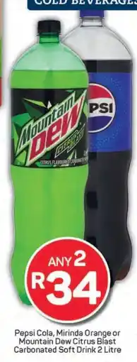 Pick n Pay Pepsi Cola, Mirinda Orange or Mountain Dew Citrus Blast offer