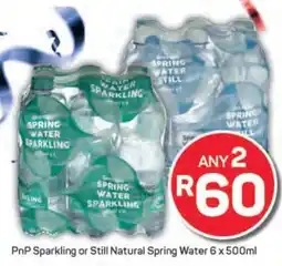 Pick n Pay PnP Sparkling or Still Natural Spring Water 6 x 500ml offer