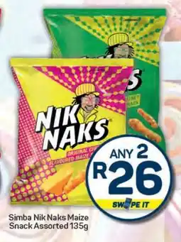 Pick n Pay Simba Nik Naks Maize Snack Assorted 135g offer