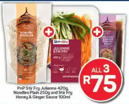 Pick n Pay PnP Stir Fry Julienne 420g, Noodles Plain 250g and Stir Fry Honey & Ginger Sauce 100ml offer