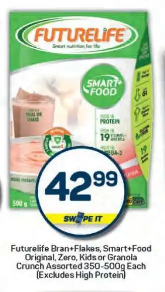 Pick n Pay Futurelife Bran+Flakes, Smart+Food Original, Zero, Kids or Granola Crunch Assorted offer