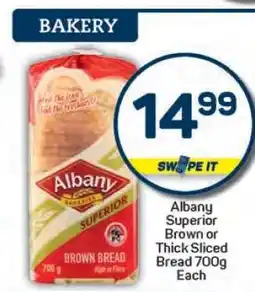 Pick n Pay Albany Superior Brown or Thick Sliced Bread 700g offer