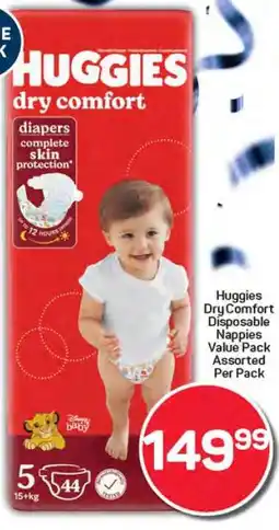 Pick n Pay HUGGIES DRY COMFORT DISPOSABLE NAPPIES VALUE PACK offer