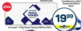 Pick n Pay no name 2 Ply Facial Tissues White 200's offer