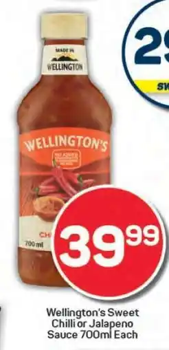 Pick n Pay Wellington's Sweet Chilli or Jalapeno Sauce offer