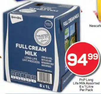 Pick n Pay PnP Long Life Milk Assorted 6 x 1 Litre Per Pack offer