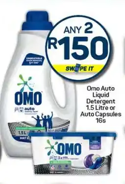 Pick n Pay Omo Auto Liquid Detergent 1.5 Litre or Auto Capsules 16s offer