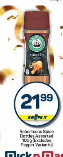 Pick n Pay Robertsons Spice Bottles Assorted 100g offer