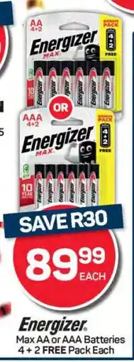 Pick n Pay Energizer Max AA or AAA Batteries offer