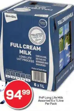Pick n Pay PnP Long Life Milk Assorted 6 x 1 Litre Per Pack offer