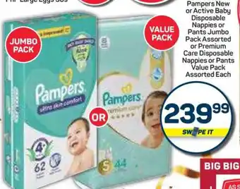 Pick n Pay Hypermarket Pampers New or Active Baby Disposable Nappies or Pants offer