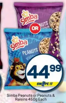 Pick n Pay Simba Peanuts or Peanuts & Raisins 450g offer