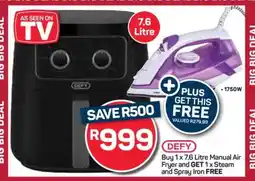 Pick n Pay Hypermarket 7.6 Litre Manual Air Fryer + Steam and Spray Iron offer
