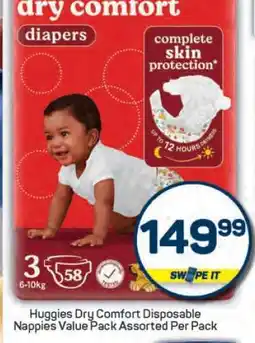 Pick n Pay HUGGIES DRY COMFORT DISPOSABLE NAPPIES VALUE PACK offer