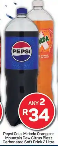 Pick n Pay Pepsi Cola, Mirinda Orange or Mountain Dew Citrus Blast offer