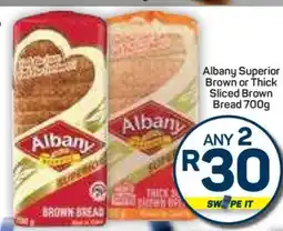 Pick n Pay Hypermarket Albany Superior Brown or Thick Sliced Brown Bread 700g offer