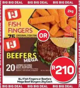 Pick n Pay Hypermarket I&J Fish Fingers or Beefers Mega Beef Burgers offer