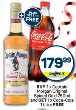 Pick n Pay Captain Morgan Original Spiced Gold 750ml + Coca-Cola 1L offer