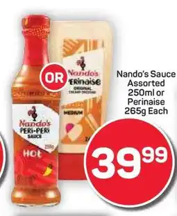 Pick n Pay Hypermarket Nando's Sauce Assorted 250ml or Perinaise 265g offer