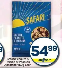 Pick n Pay Hypermarket Safari Peanuts & Raisins or Peanuts Assorted offer