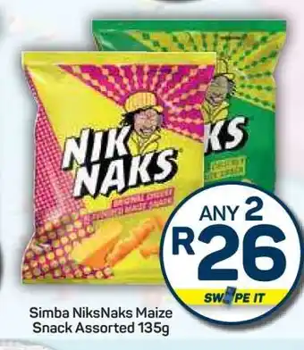 Pick n Pay Hypermarket Simba NiksNaks Maize Snack Assorted 135g offer