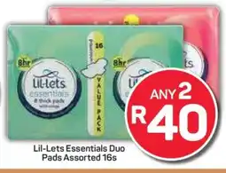 Pick n Pay Hypermarket Lil-Lets Essentials Duo Pads Assorted 16s offer
