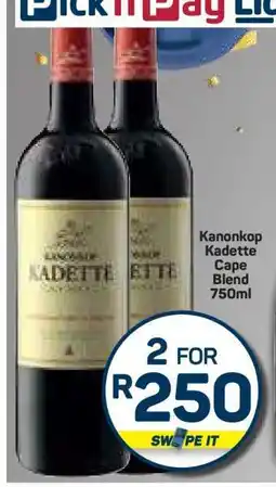 Pick n Pay Hypermarket Kanonkop Kadette Cape Blend 750ml offer