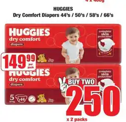 Boxer HUGGIES Dry Comfort Diapers 44's / 50's / 58's / 66's offer