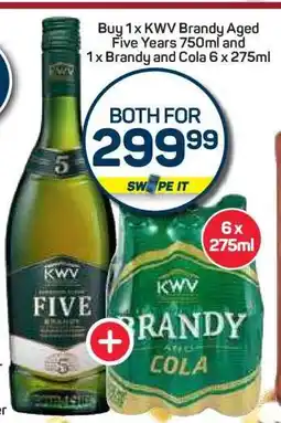 Pick n Pay Hypermarket KWV Brandy Aged Five Years 750ml and Brandy and Cola 6 x 275ml offer