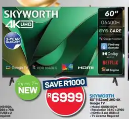 Pick n Pay Hypermarket SKYWORTH 60 UHD 4K Google TV offer