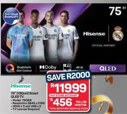 Pick n Pay Hypermarket Hisense 75'' (190cm) Smart QLED TV offer