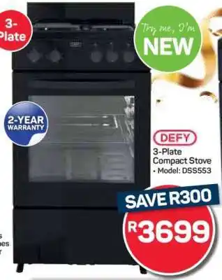 Pick n Pay Hypermarket DEFY 3-Plate Compact Stove offer