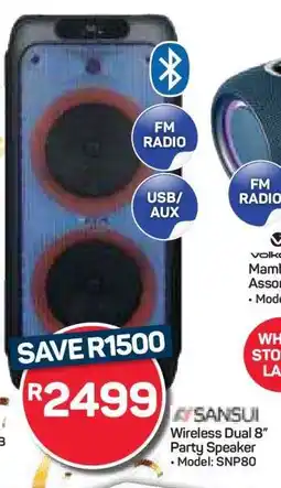 Pick n Pay Hypermarket Sansui Wireless Dual 8” Party Speaker offer