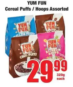 Boxer YUM FUN Cereal Puffs / Hoops Assorted offer
