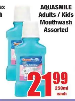 Boxer AQUASMILE Adults / Kids Mouthwash Assorted offer